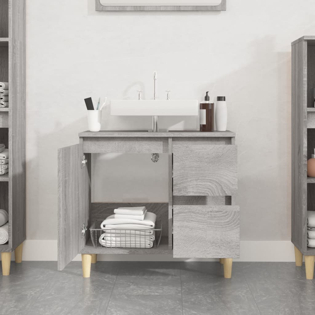 vidaXL Bathroom Cabinet Grey Sonoma 65x33x60 cm Engineered Wood