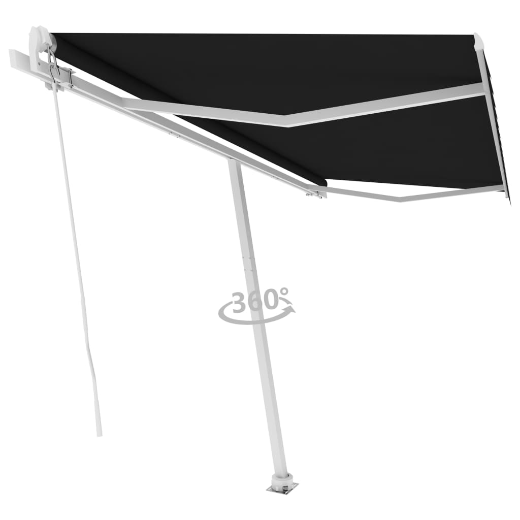 vidaXL Freestanding Manual Retractable Awning 400x300 cm Anthracite