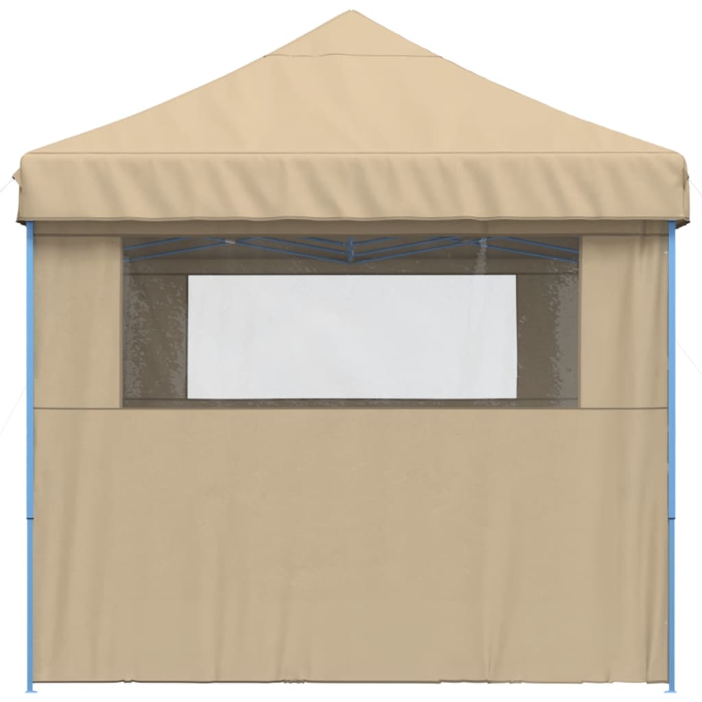 vidaXL Foldable Party Tent Pop-Up with 3 Sidewalls Beige