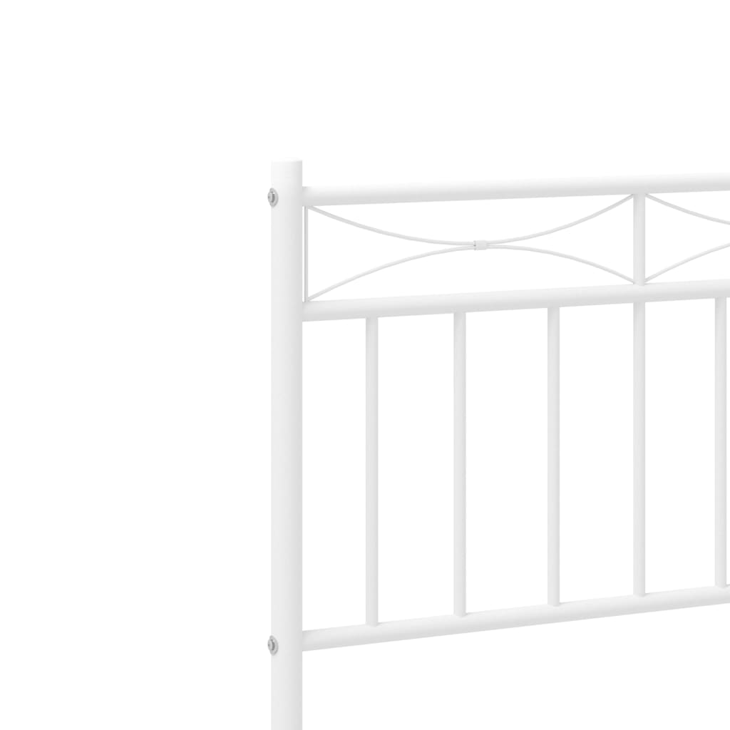 vidaXL Metal Bed Frame without Mattress with Headboard White 150x200 cm King Size