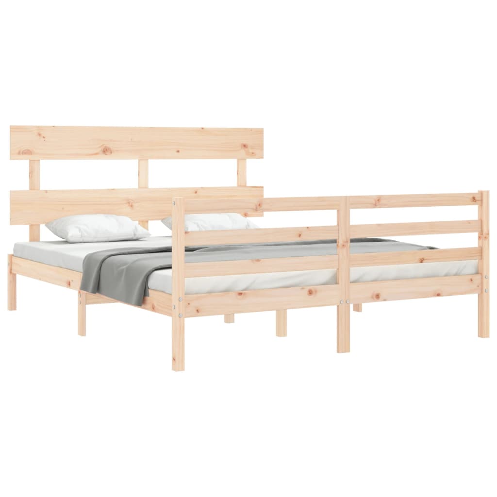 vidaXL Bed Frame without Mattress King Size Solid Wood