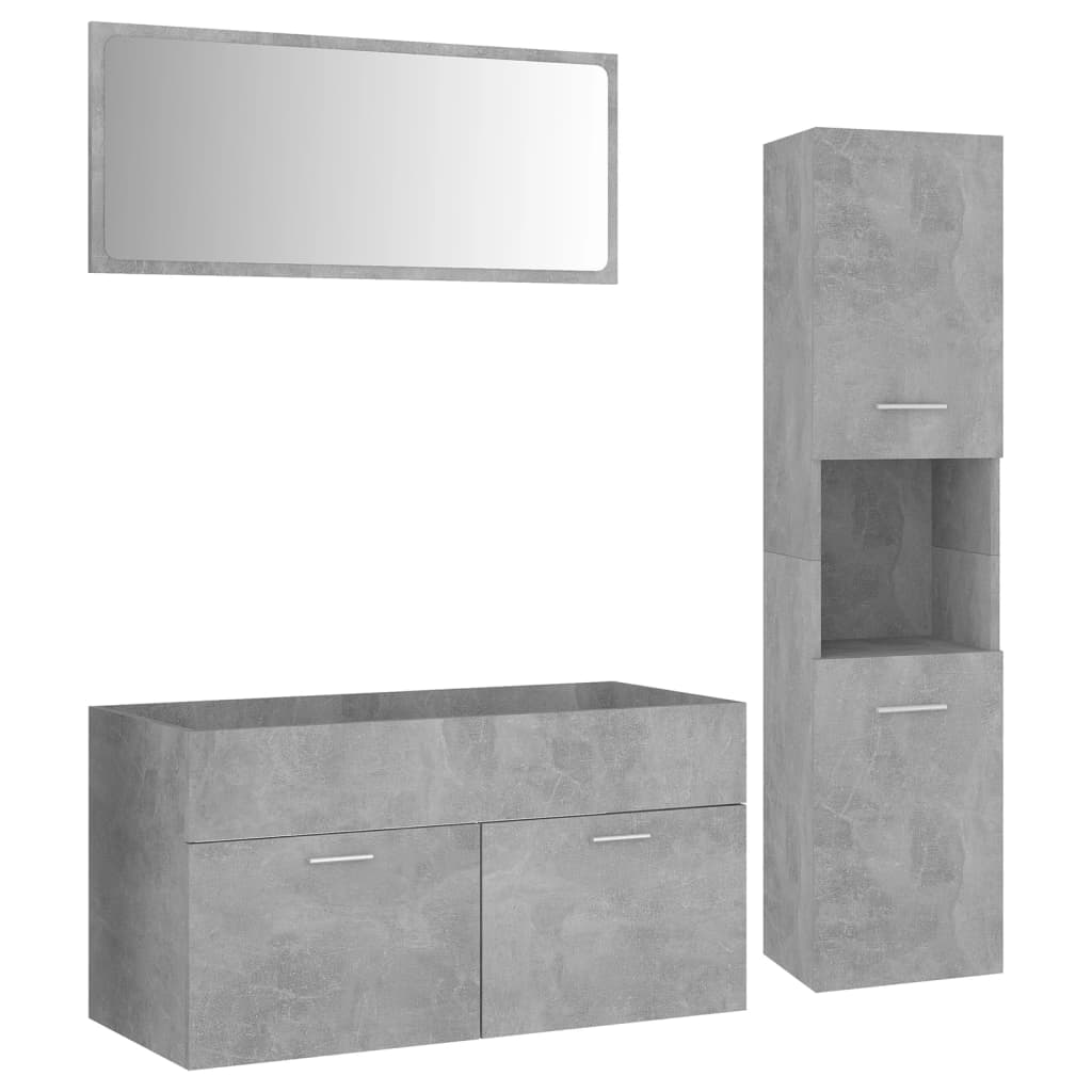 vidaXL Bathroom Furniture Set Concrete Grey Engineered Wood