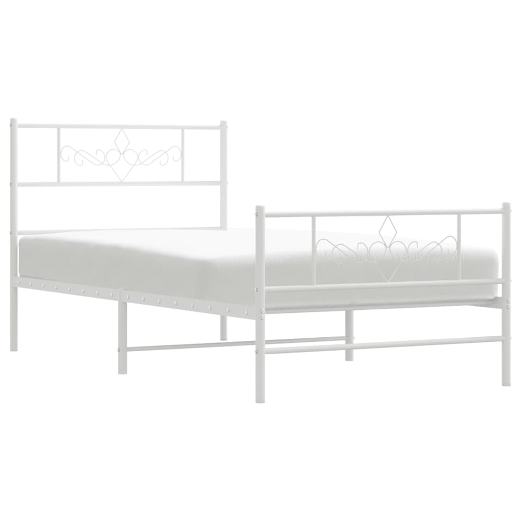 vidaXL Metal Bed Frame without Mattress with Footboard White 80x200 cm