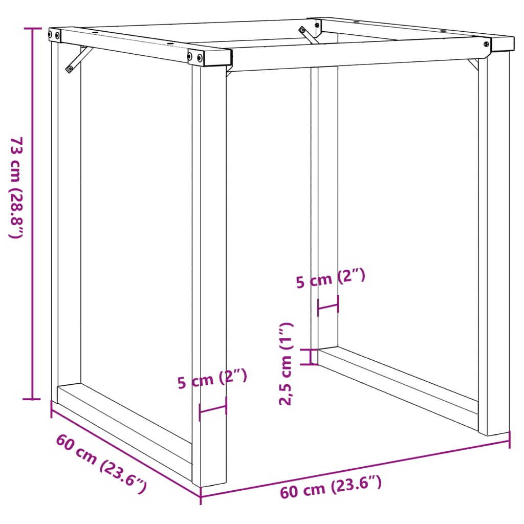 vidaXL Dining Table Legs O-Frame 60x60x73 cm Cast Iron