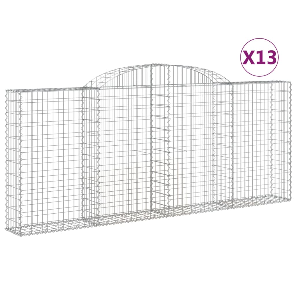 vidaXL Arched Gabion Baskets 13 pcs 300x30x120/140 cm Galvanised Iron