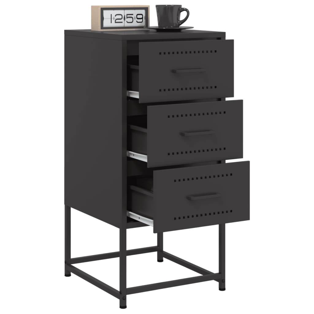 vidaXL Bedside Cabinets 2 pcs Black 36x39x78 cm Steel