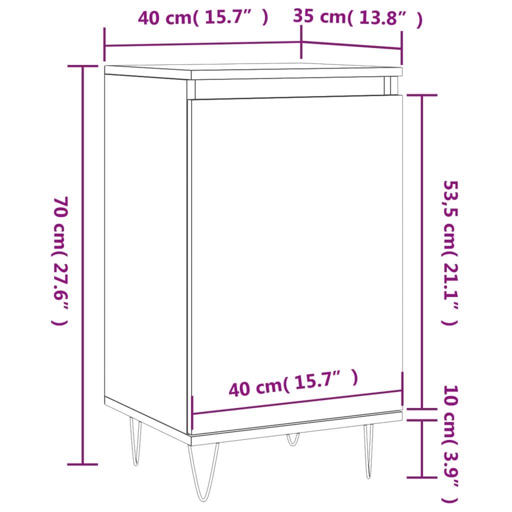 vidaXL Sideboards 2 pcs High Gloss White 40x35x70 cm Engineered Wood