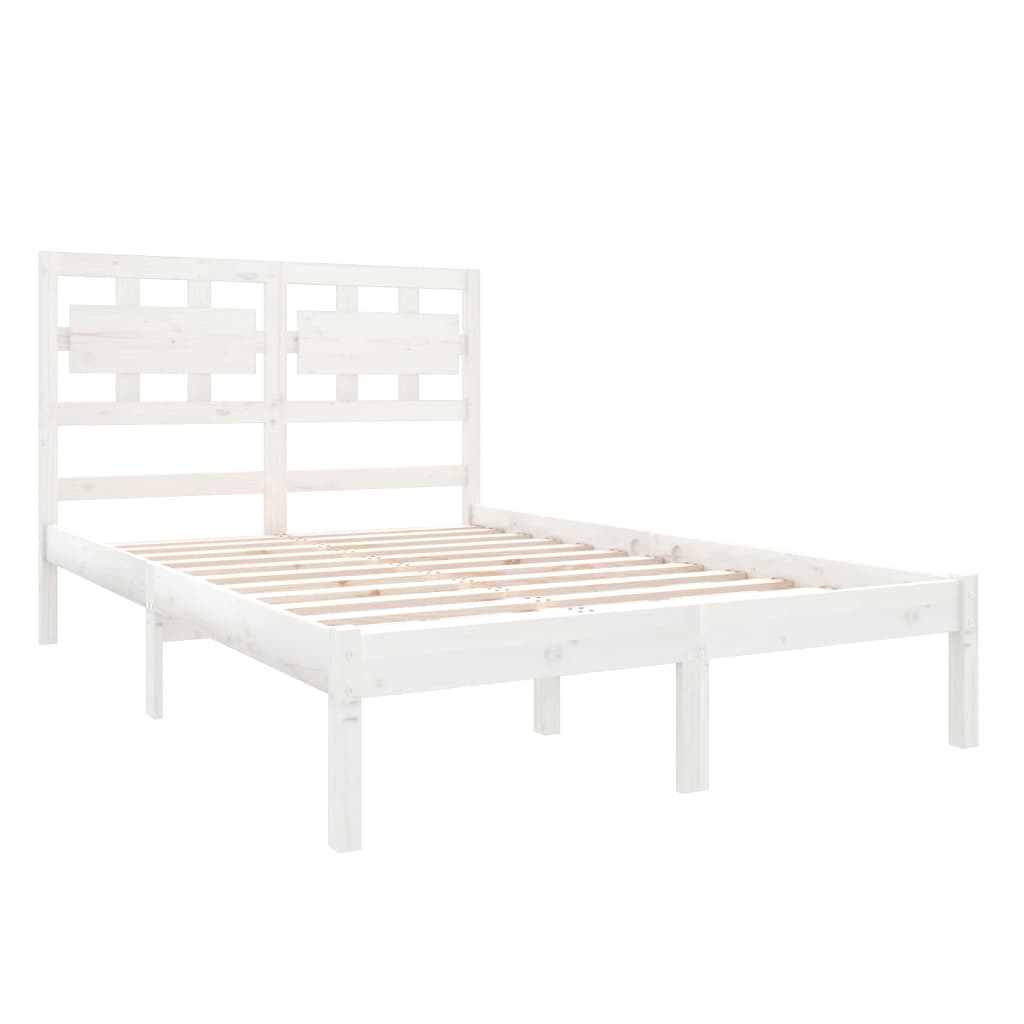 vidaXL Bed Frame without Mattress White 135x190 cm Double Solid Wood