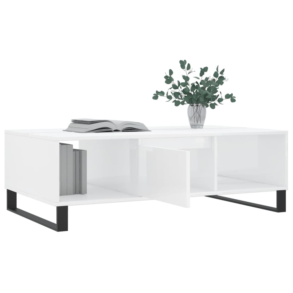 vidaXL Coffee Table High Gloss White 104x60x35 cm Engineered Wood