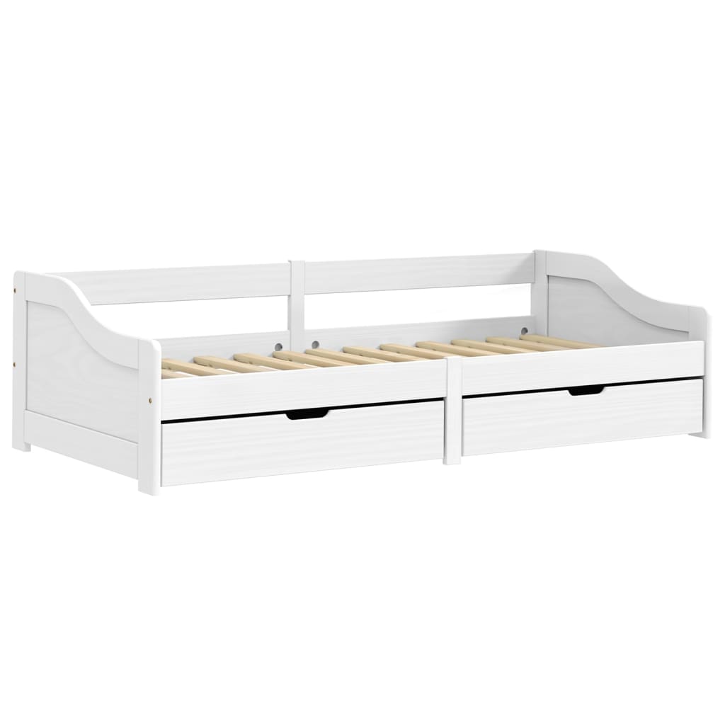 vidaXL Day Bed with 2 Drawers without Mattress "IRUN" White 90x200 cm