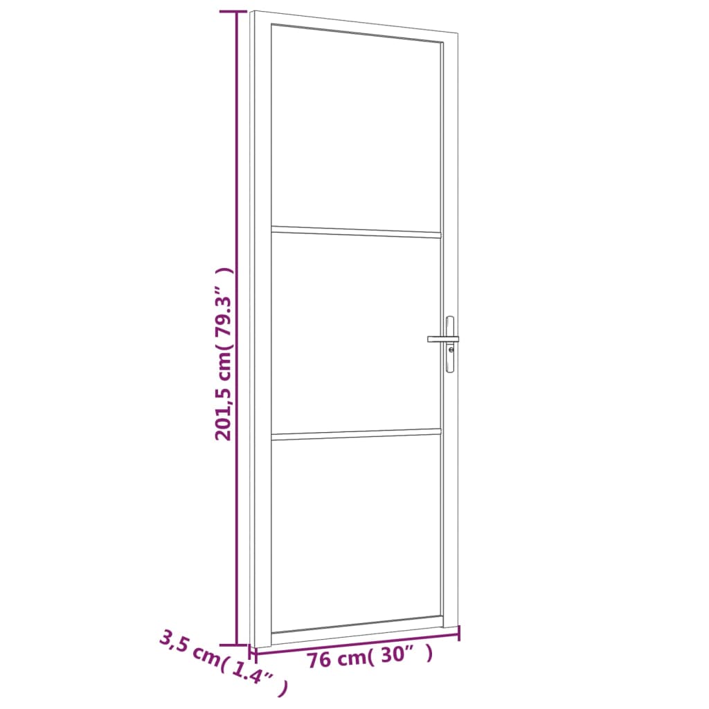 vidaXL Interior Door 76x201.5 cm Black ESG Glass and Aluminium