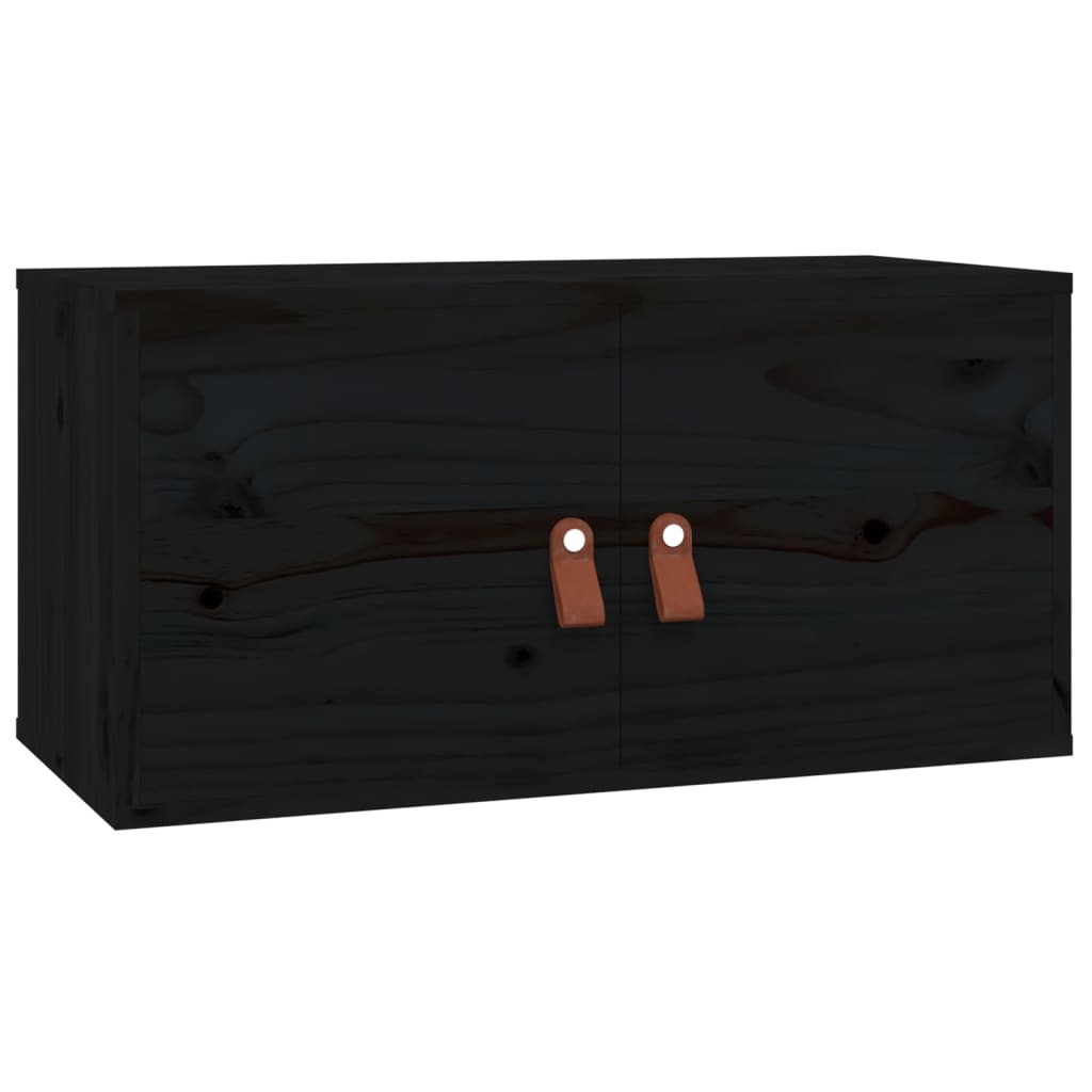 vidaXL Wall Cabinet Black 60x30x30 cm Solid Wood Pine