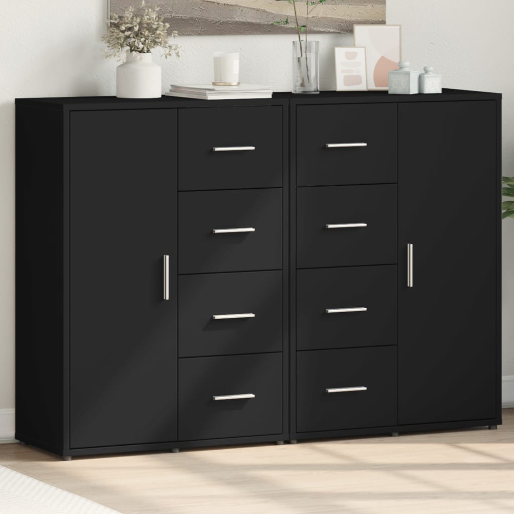 vidaXL Sideboards 2 pcs Black 60x31x84 cm Engineered Wood