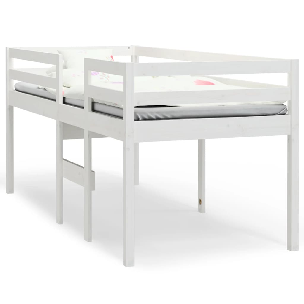 vidaXL High Sleeper Bed without Mattress White 75x190 cm Small Single Solid Wood Pine