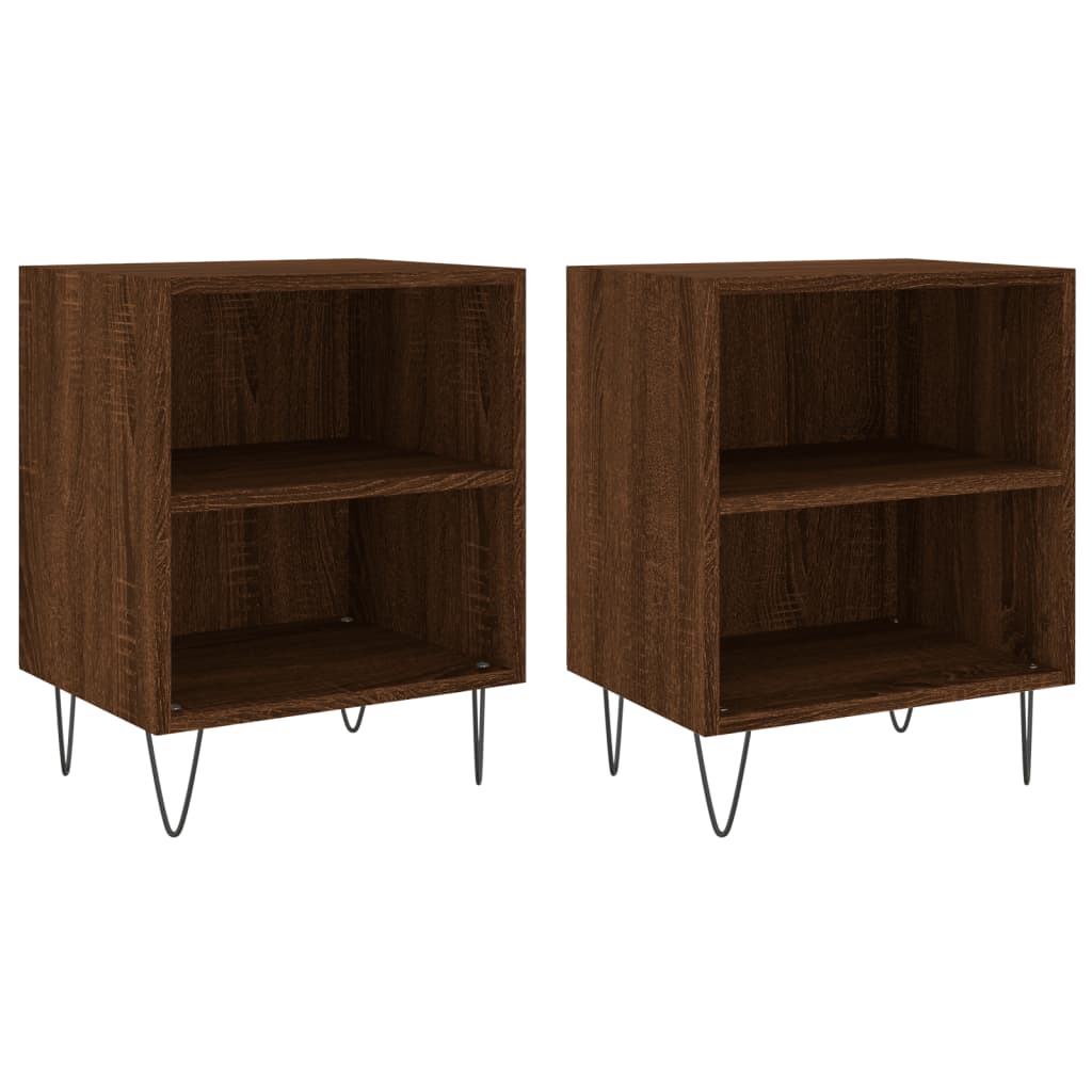 vidaXL Bedside Cabinets 2 pcs Brown Oak 40x30x50 cm Engineered Wood