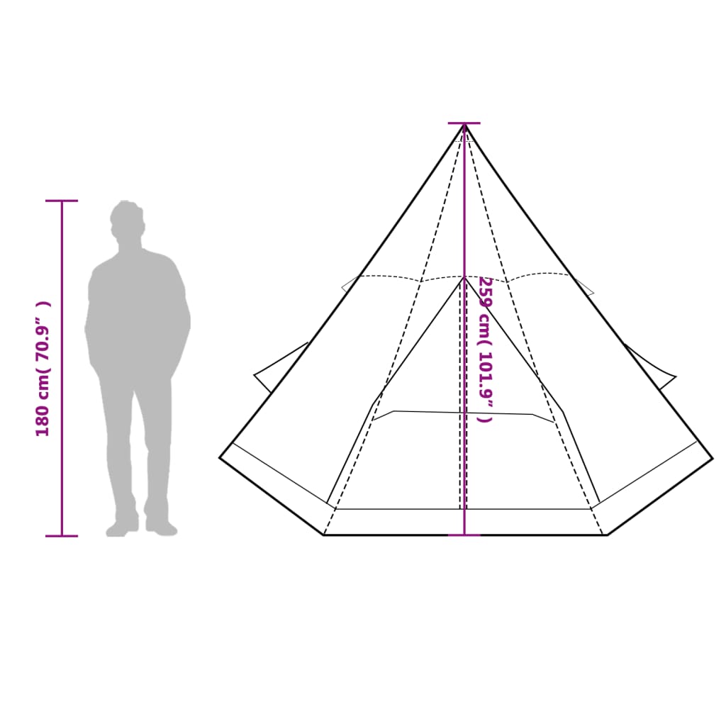 vidaXL Camping Tent Tipi 4-Person Orange Waterproof