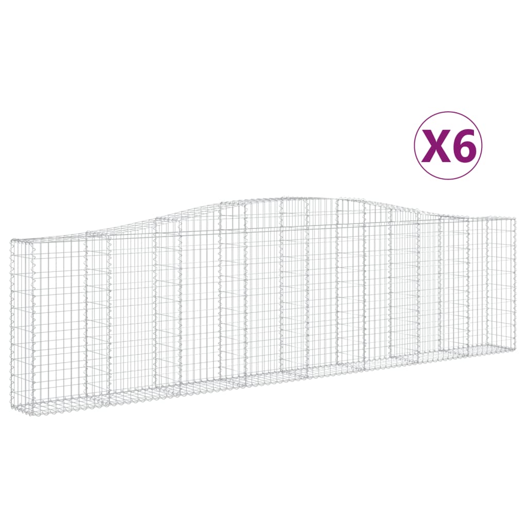 vidaXL Arched Gabion Baskets 6 pcs 400x30x100/120 cm Galvanised Iron