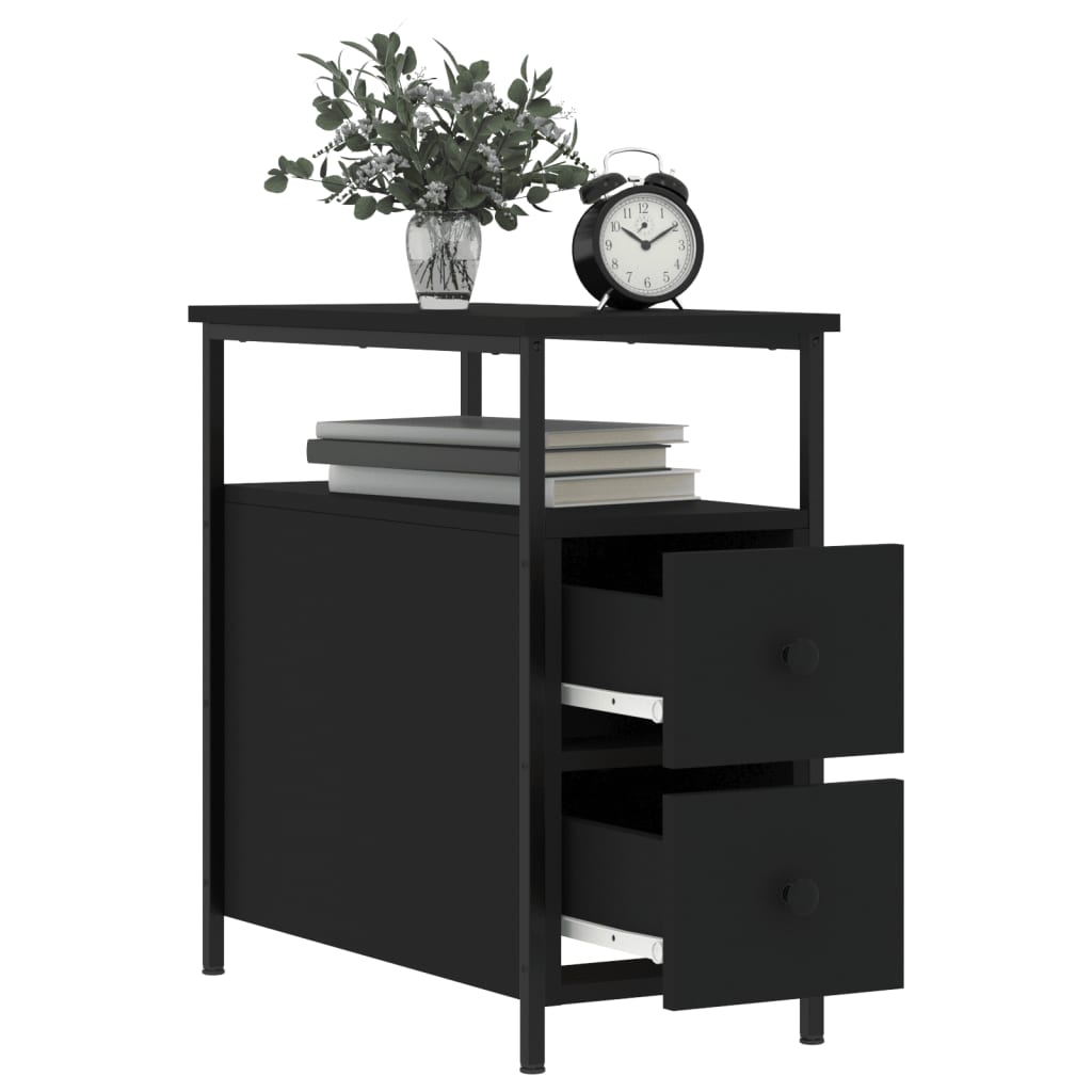 vidaXL Bedside Cabinets 2 pcs Black 30x60x60 cm Engineered Wood