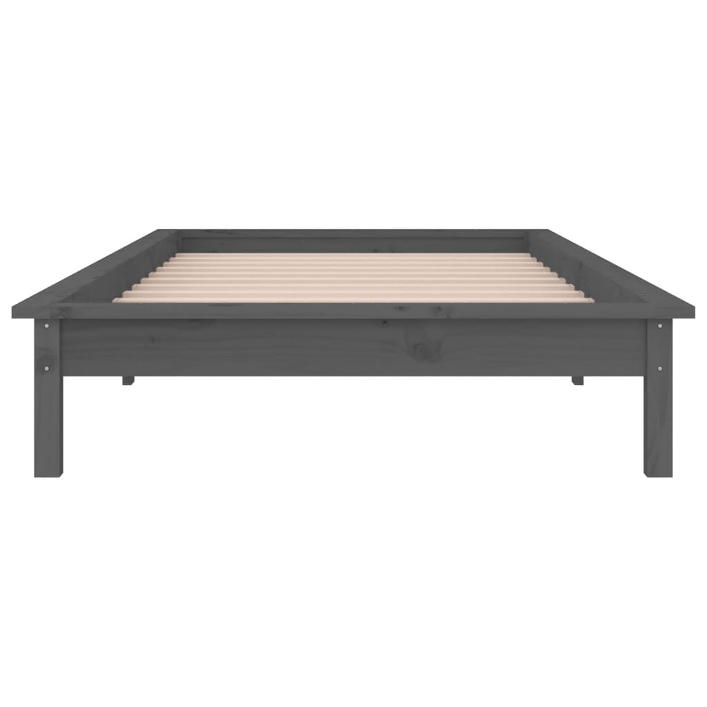 vidaXL LED Bed Frame Grey 100x200 cm Solid Wood