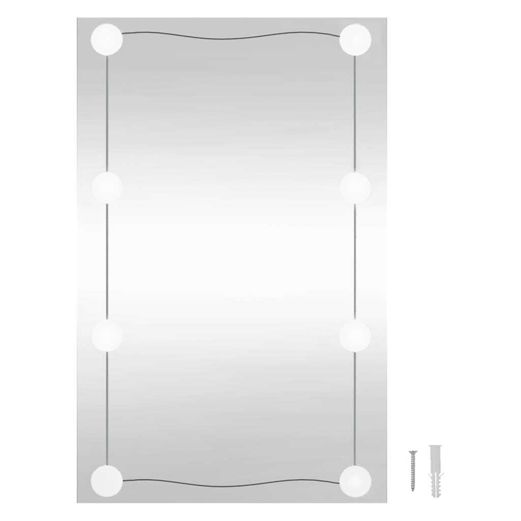 vidaXL Wall Mirror with LED Lights 50x80 cm Glass Rectangle