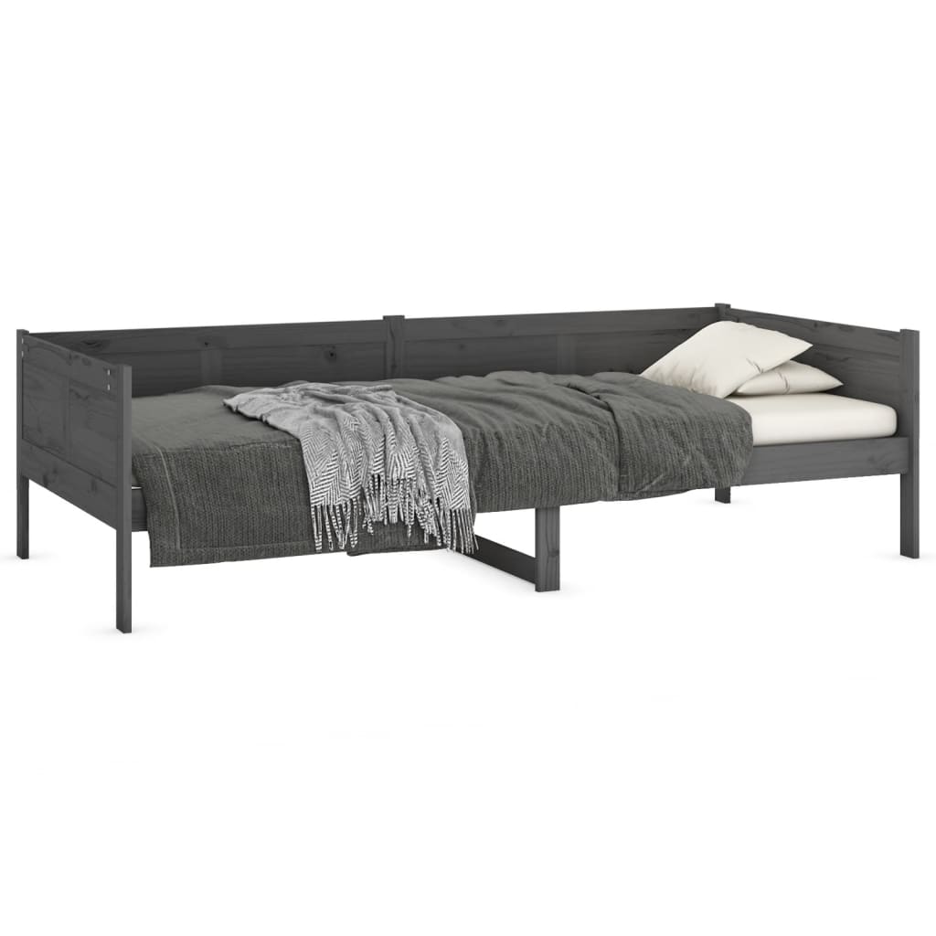 vidaXL Day Bed without Mattress Grey Solid Wood Pine 90x200 cm