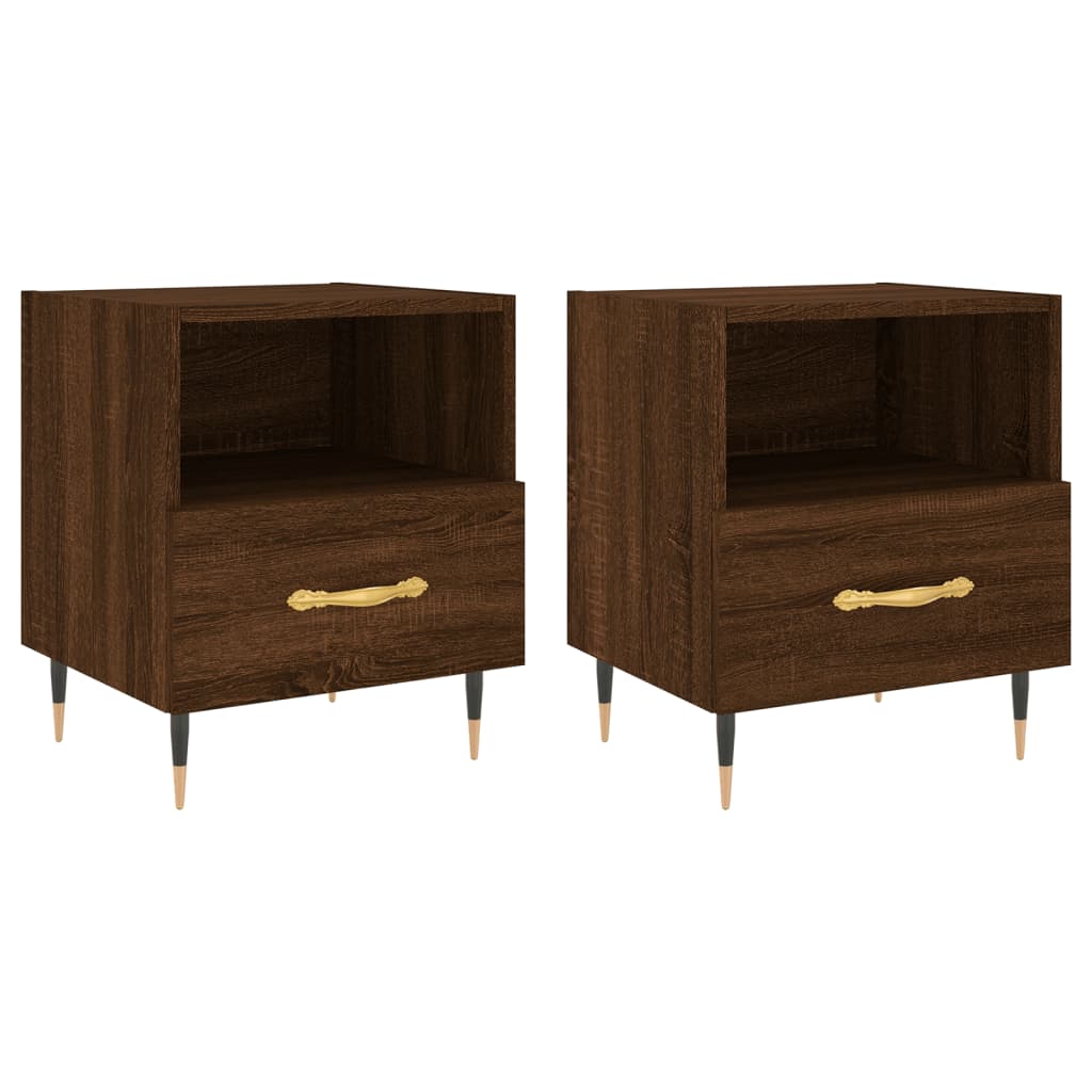 vidaXL Bedside Cabinets 2 pcs Brown Oak 40x35x47.5 cm Engineered Wood