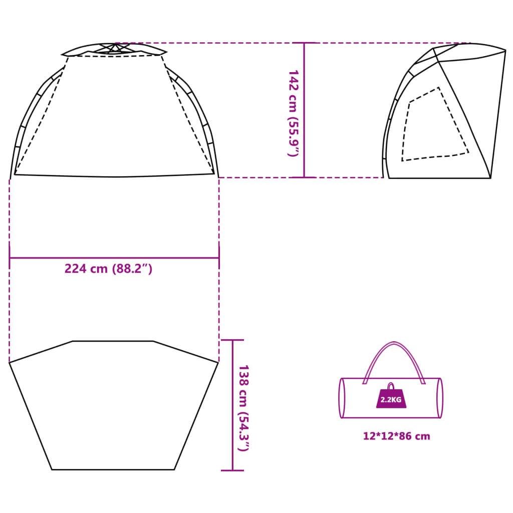 vidaXL Beach Tent 2-Person Sea Green Quick Release Waterproof