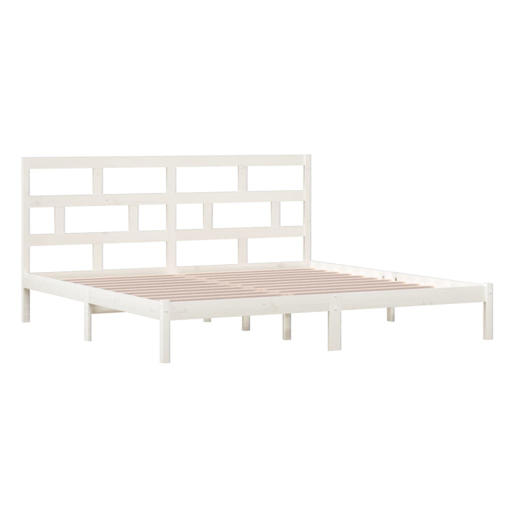 vidaXL Bed Frame without Mattress White Solid Wood Pine 200x200 cm (810038+814215)