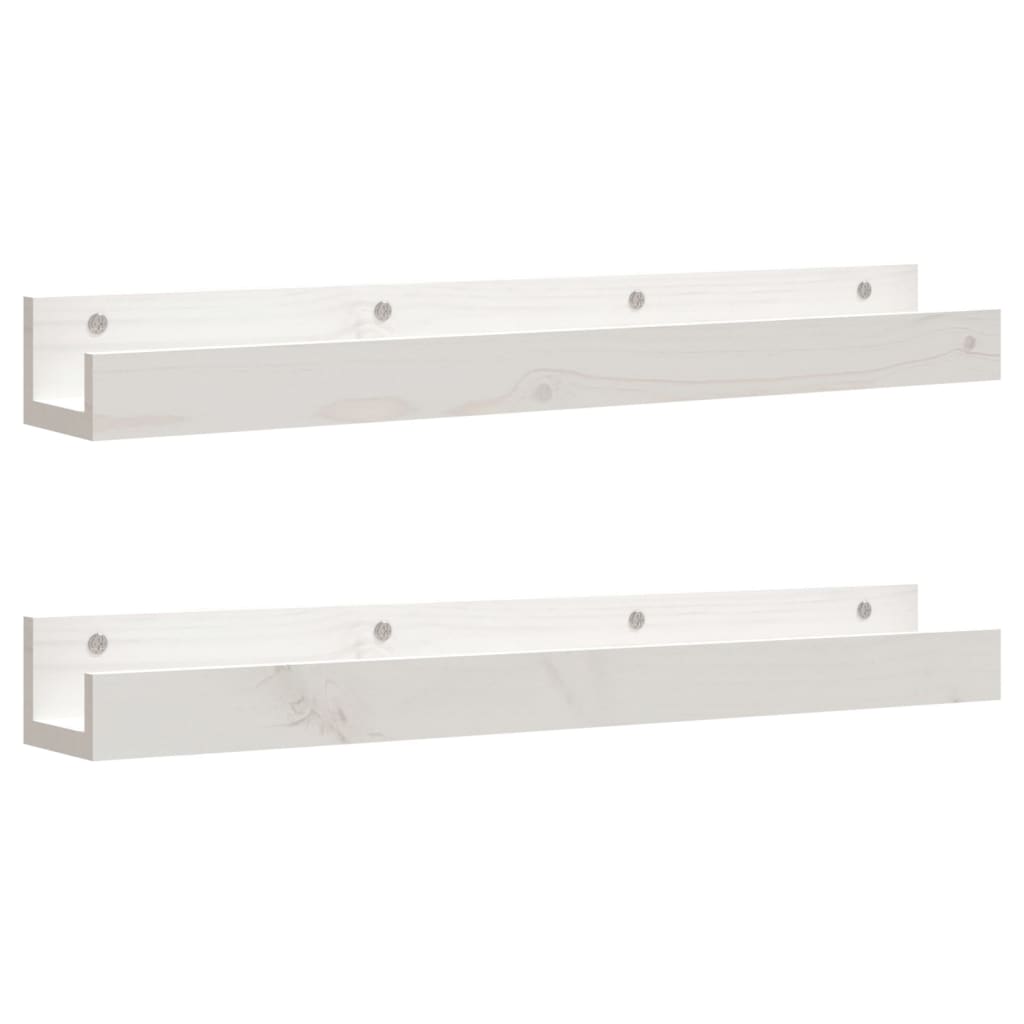 vidaXL Wall Shelves 2 pcs White 80x12x9 cm Solid Wood Pine