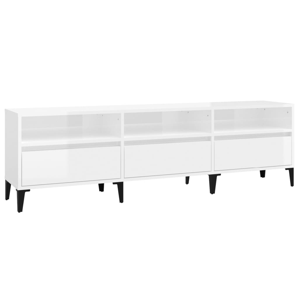 vidaXL TV Cabinet High Gloss White 150x30x44.5 cm Engineered Wood