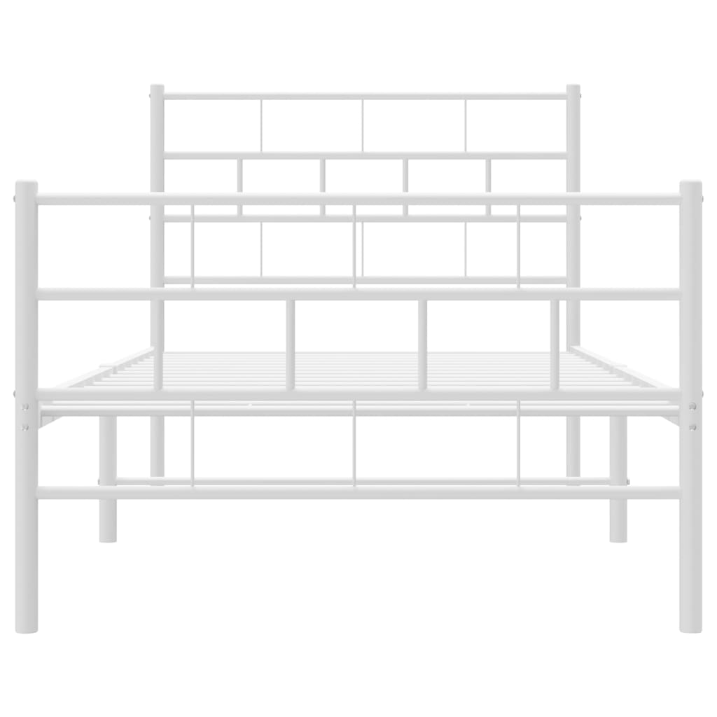 vidaXL Metal Bed Frame without Mattress with Footboard White 100x190 cm