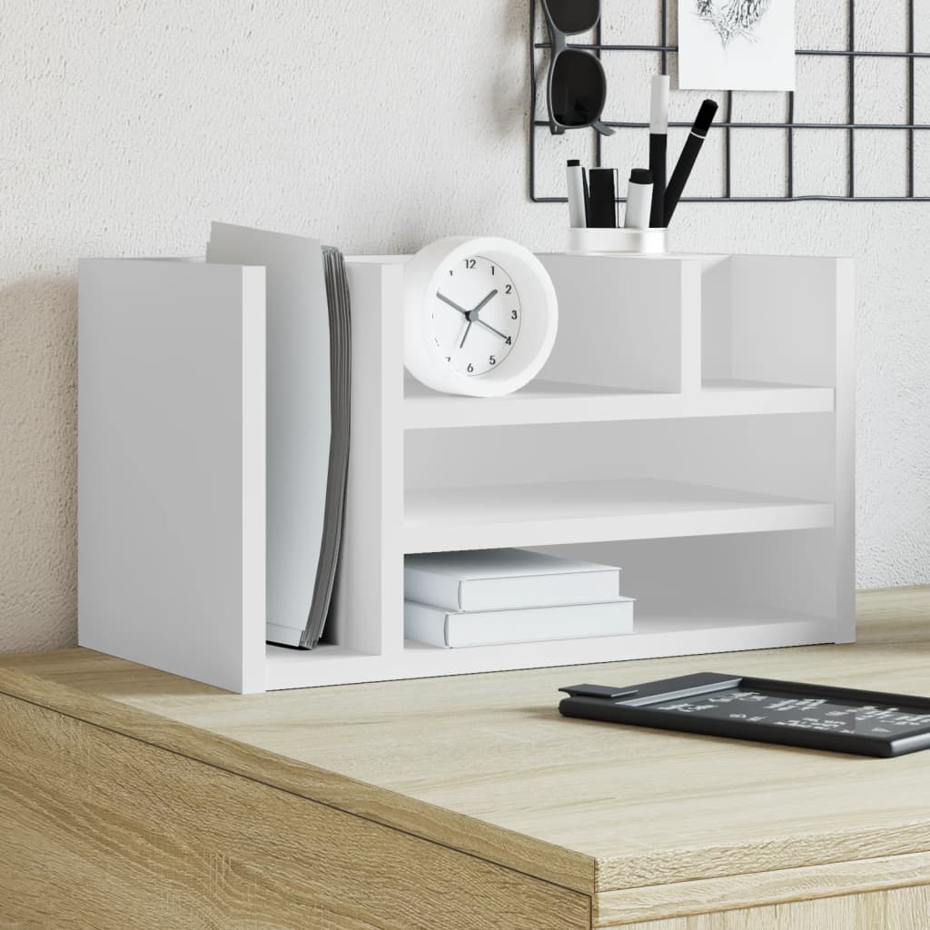 vidaXL Desk Organiser White 44.5x24x25 cm Engineered wood