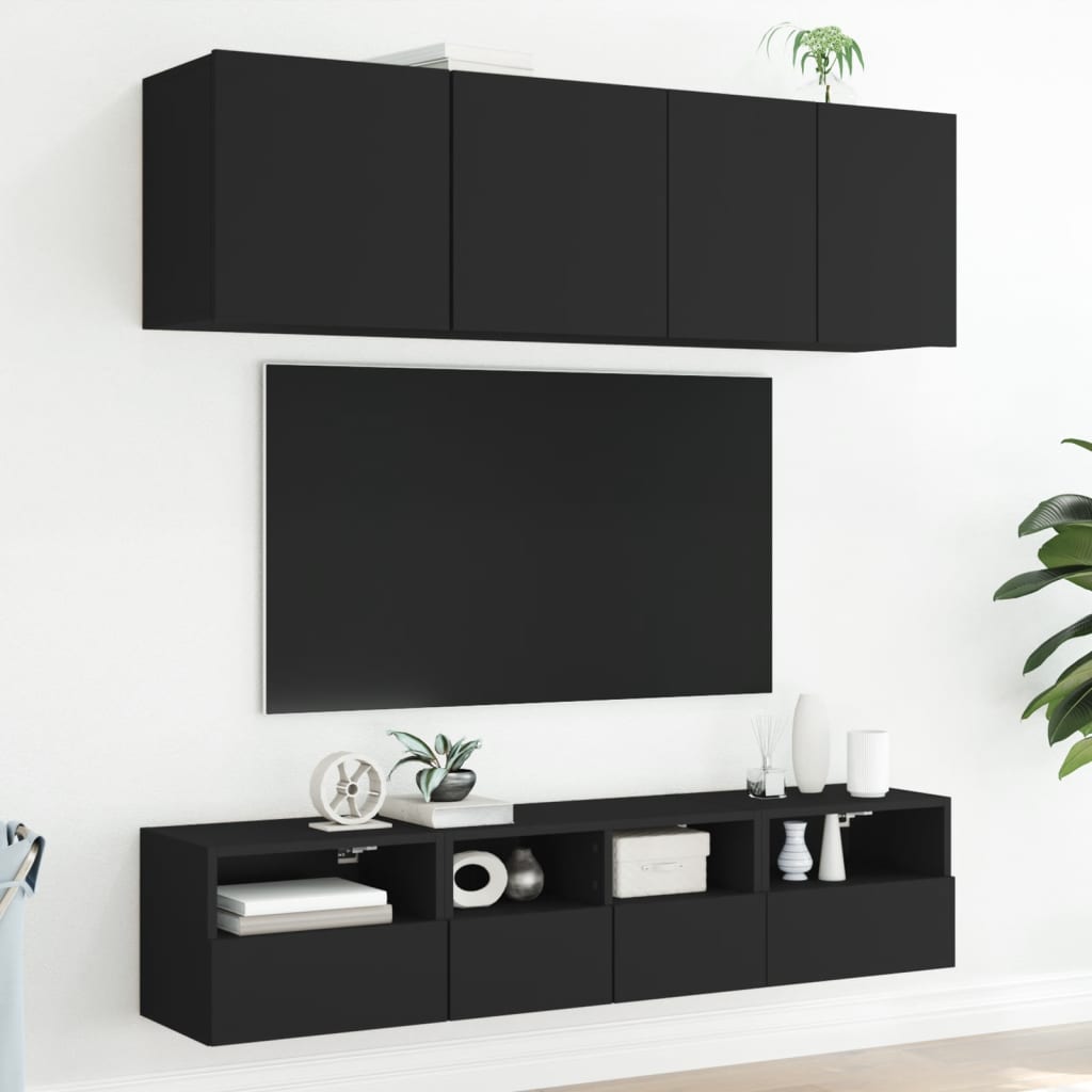 vidaXL TV Wall Cabinets 2 pcs Black 40x30x30 cm Engineered Wood