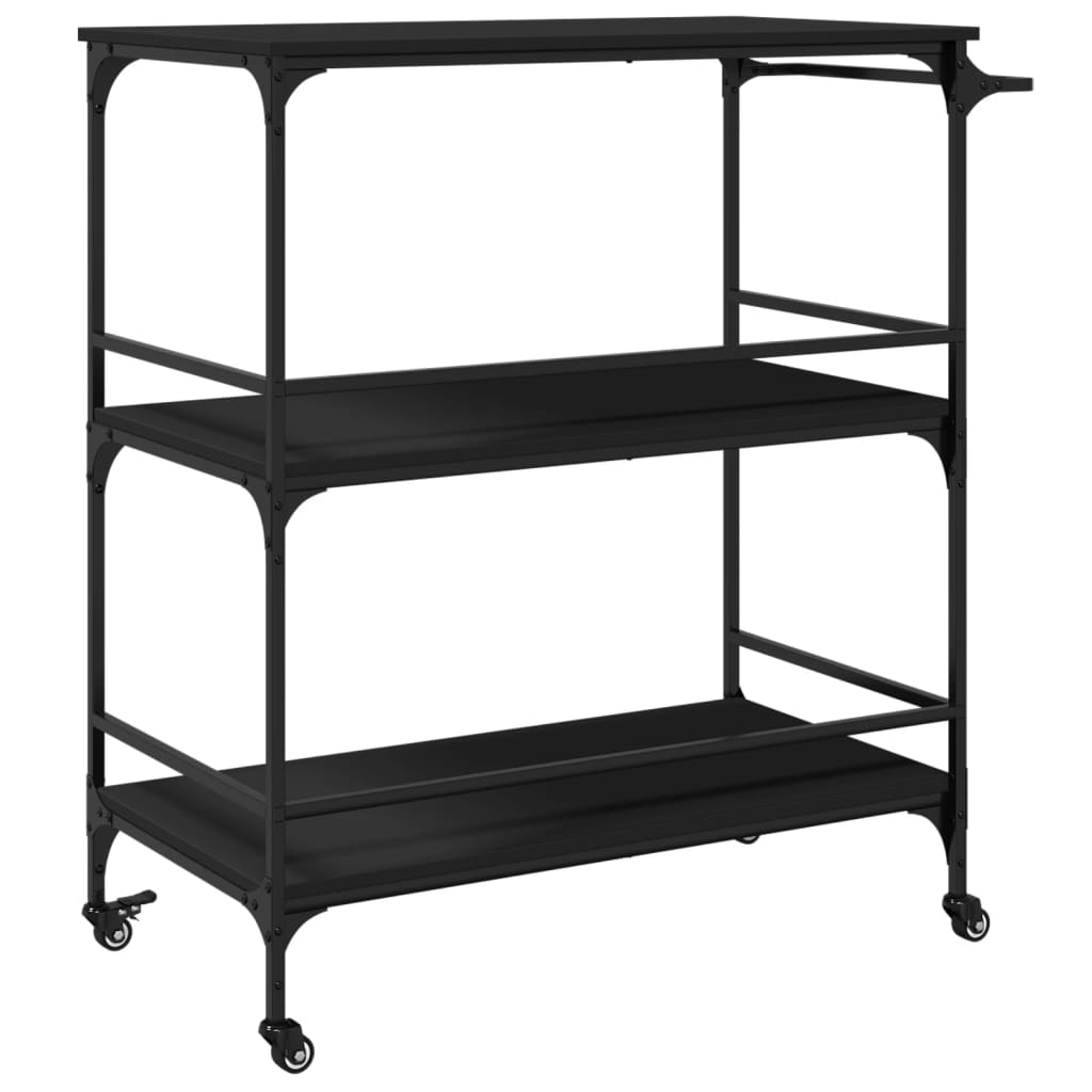 vidaXL Kitchen Trolley Black 100.5x50x105 cm Engineered Wood