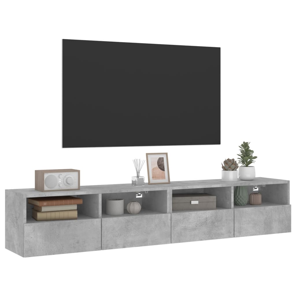 vidaXL TV Wall Cabinets 2 pcs Concrete Grey 80x30x30 cm Engineered Wood