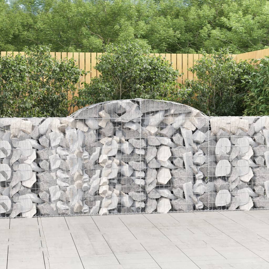 vidaXL Arched Gabion Baskets 5 pcs 300x30x100/120 cm Galvanised Iron