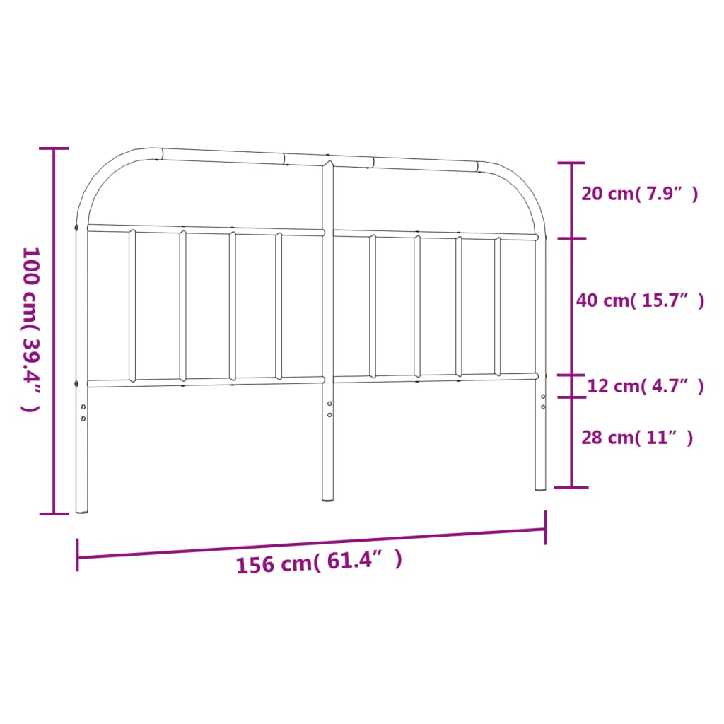 vidaXL Metal Headboard White 150 cm