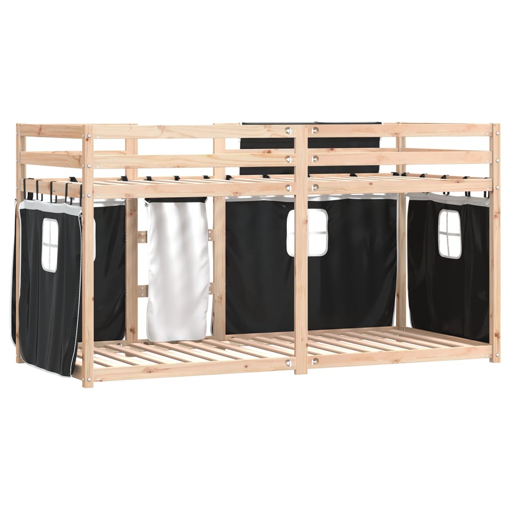 vidaXL Bunk Bed without Mattress White&Black 75x190 cm Small Single Solid Wood Pine