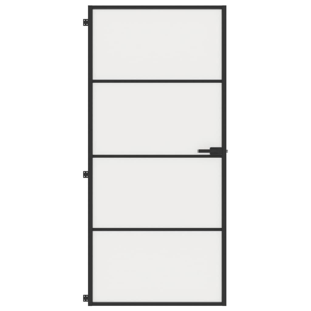 vidaXL Interior Door Slim Black 93x201.5 cm Tempered Glass and Aluminium