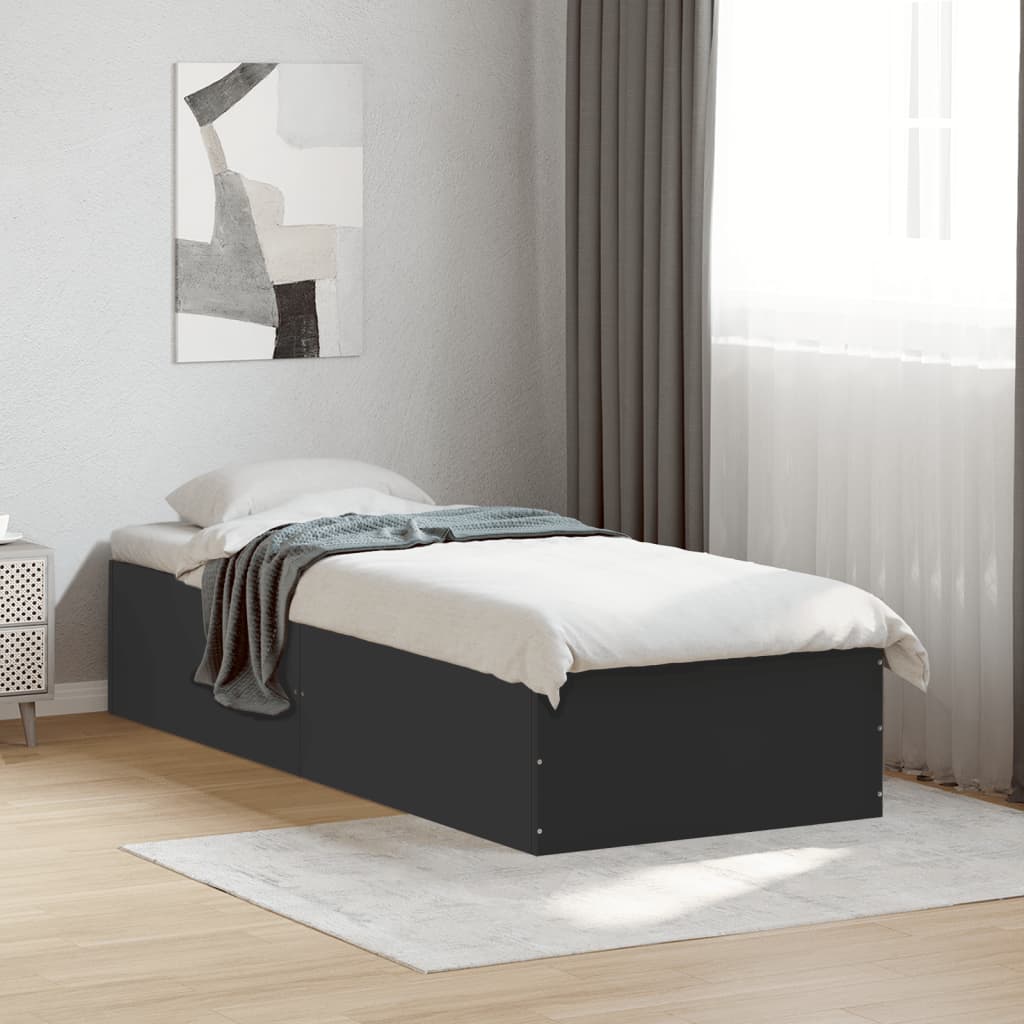 vidaXL Bed Frame without Mattress Black 90x190 cm Single