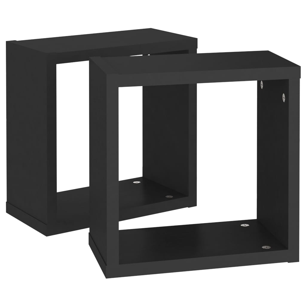 vidaXL Wall Cube Shelves 2 pcs Black 30x15x30 cm