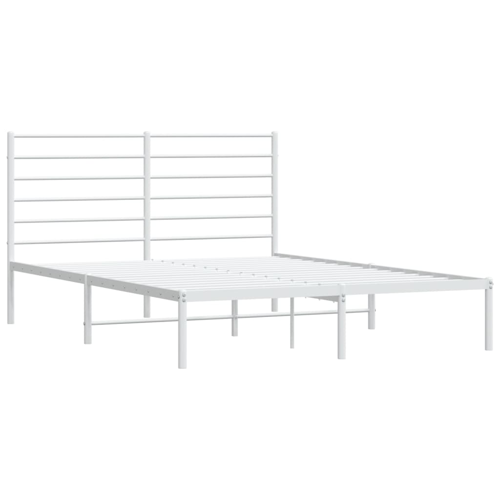 vidaXL Metal Bed Frame without Mattress with Headboard White 120x190 cm Small Double