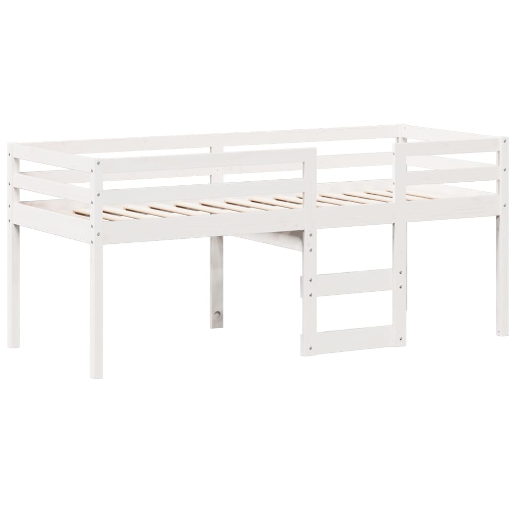 vidaXL High Sleeper Bed without Mattress White 75x190 cm Small Single Solid Wood Pine