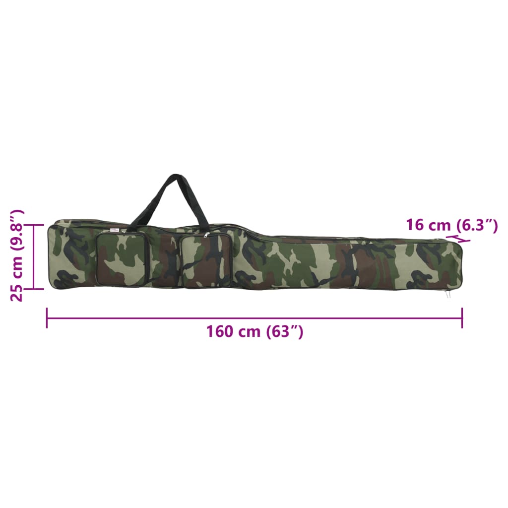 vidaXL Fishing Rod Bag Green Camouflage 160 cm Oxford Fabric