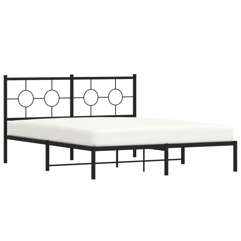 vidaXL Metal Bed Frame without Mattress with Headboard Black 160x200 cm