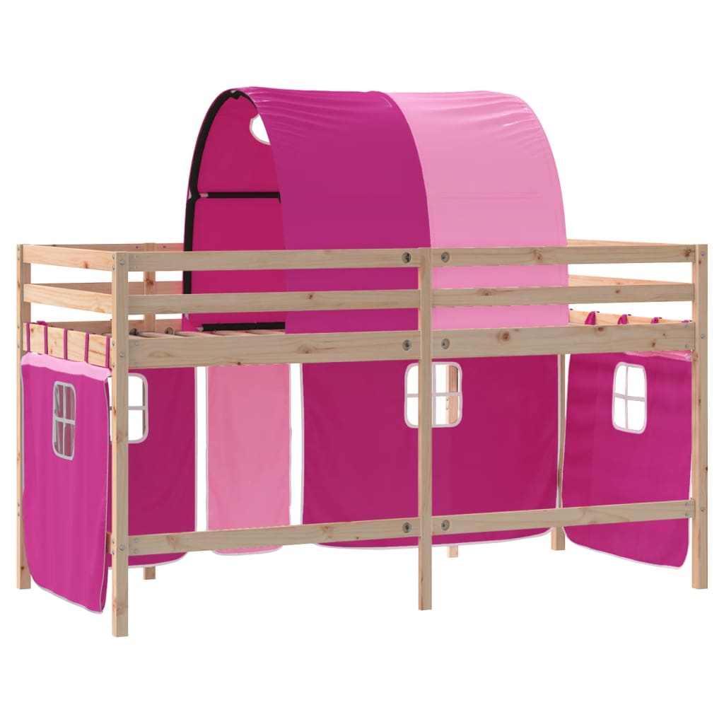 vidaXL Kids' Loft Bed with Tunnel without Mattress Pink 90x190 cm Single