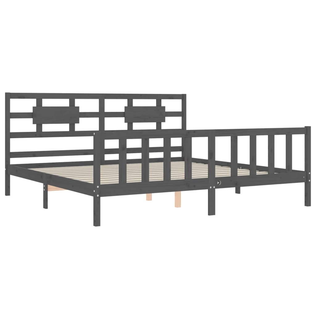 vidaXL Bed Frame without Mattress Grey 200x200 cm Solid Wood Pine