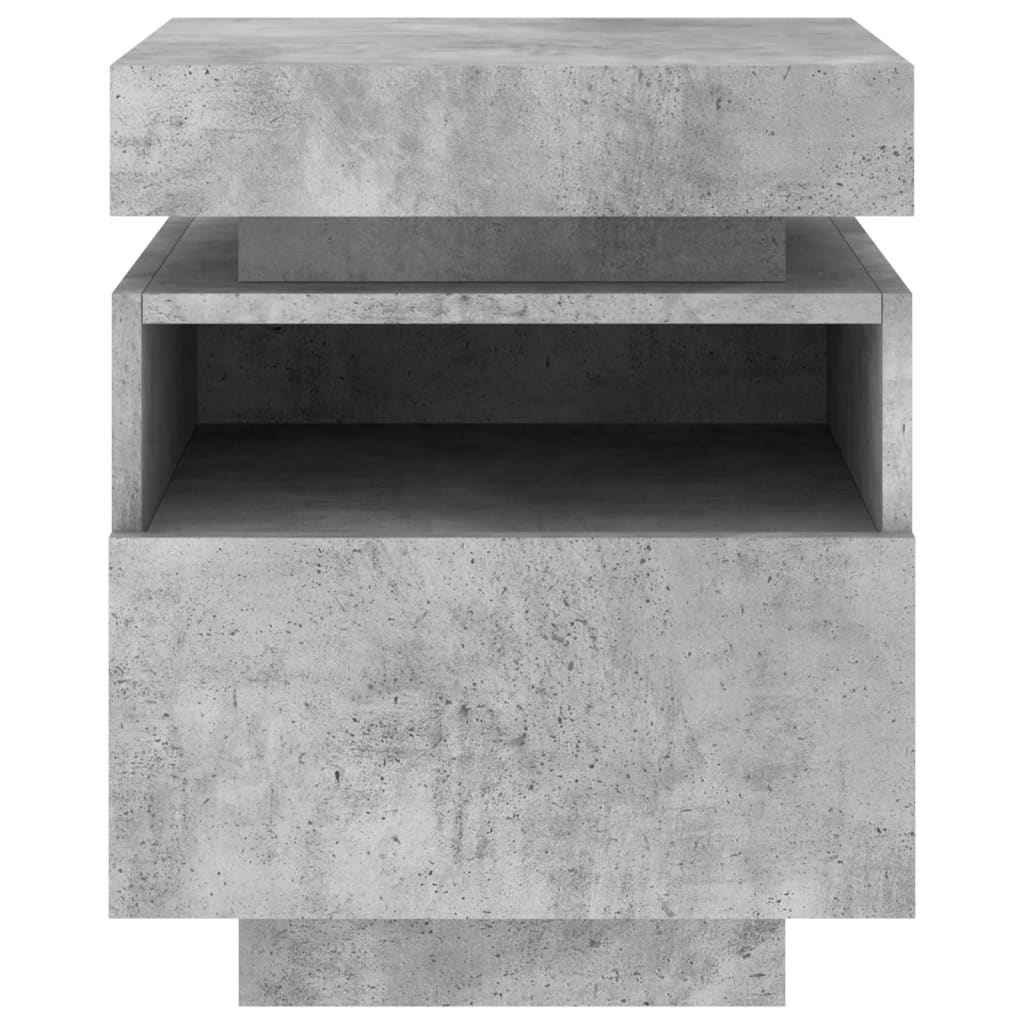 vidaXL Bedside Cabinet with LED Lights Concrete Grey 40x39x48.5 cm