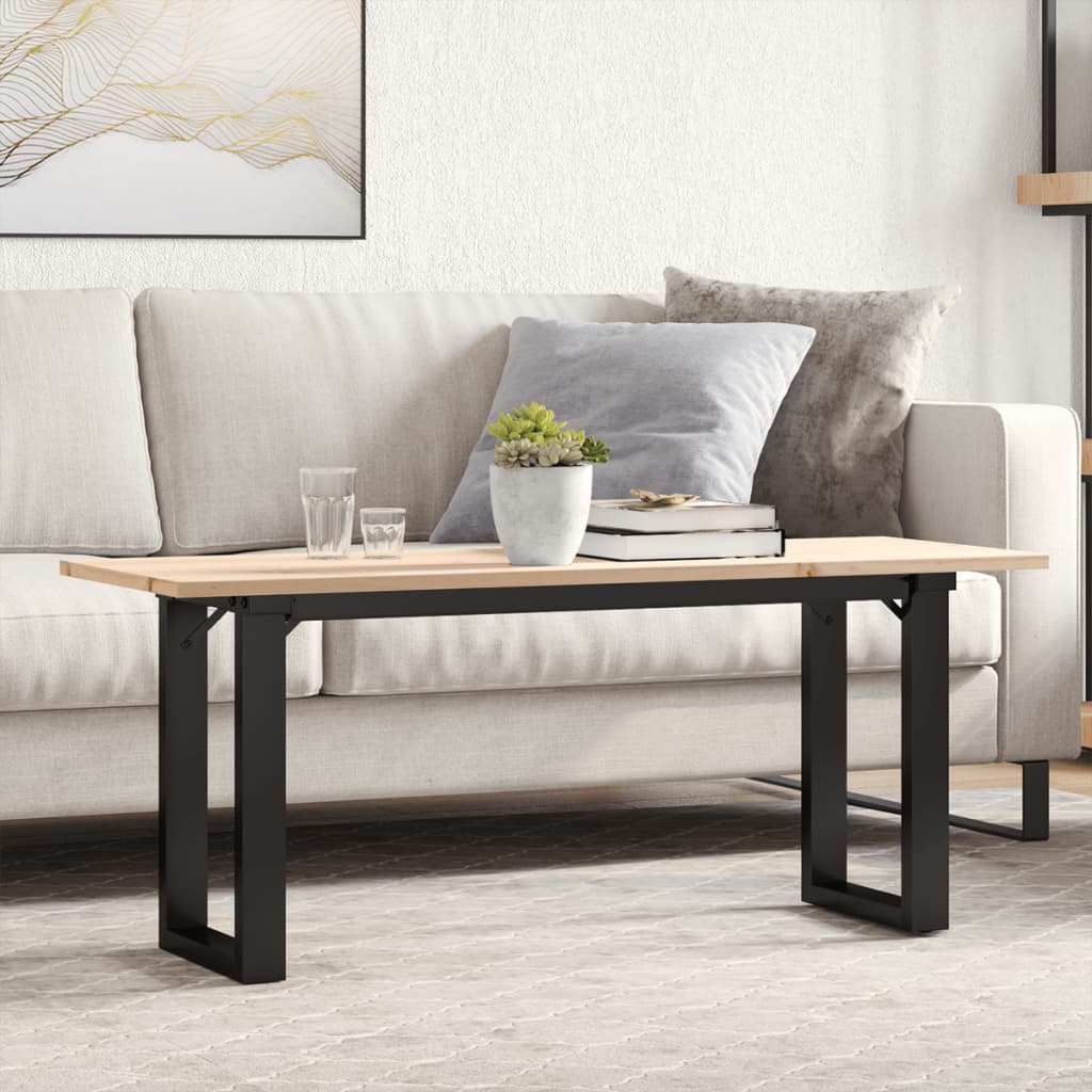 vidaXL Coffee Table O-Frame 110x40x45 cm Solid Wood Pine and Cast Iron