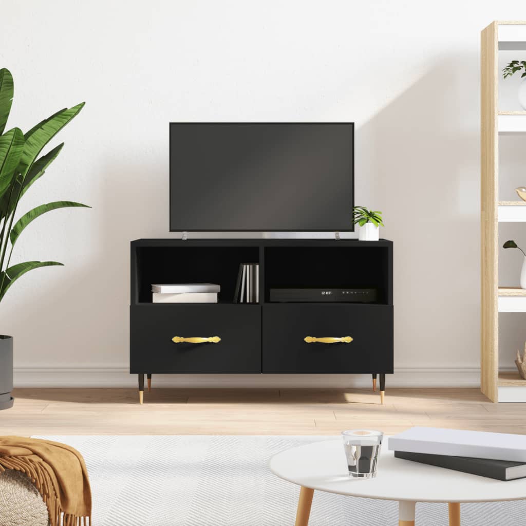 vidaXL TV Cabinet Black 80x36x50 cm Engineered Wood